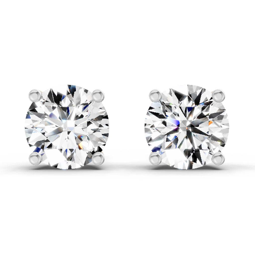 2.28 Ct Round Shape 4 Prong Solitaire Diamond Stud Earrings | 14K Rose Gold