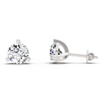 2.28 Ct Round Shape 3 Prong Solitaire Diamond Stud Earrings | 14K Rose Gold