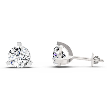 2.28 Ct Round Shape 3 Prong Solitaire Diamond Stud Earrings | 14K White Gold