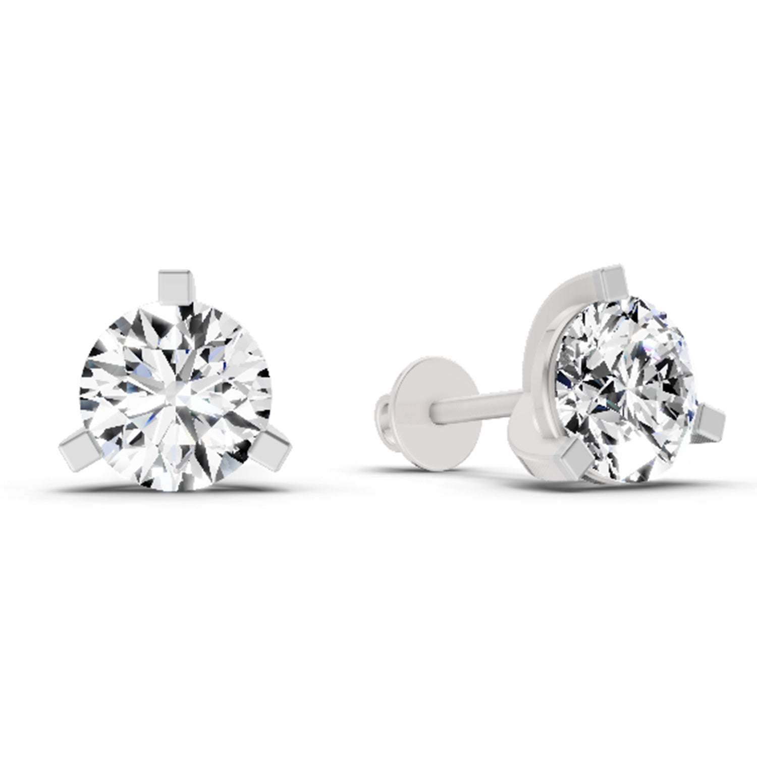2.28 Ct Round Shape 3 Prong Solitaire Diamond Stud Earrings | 14K Rose Gold
