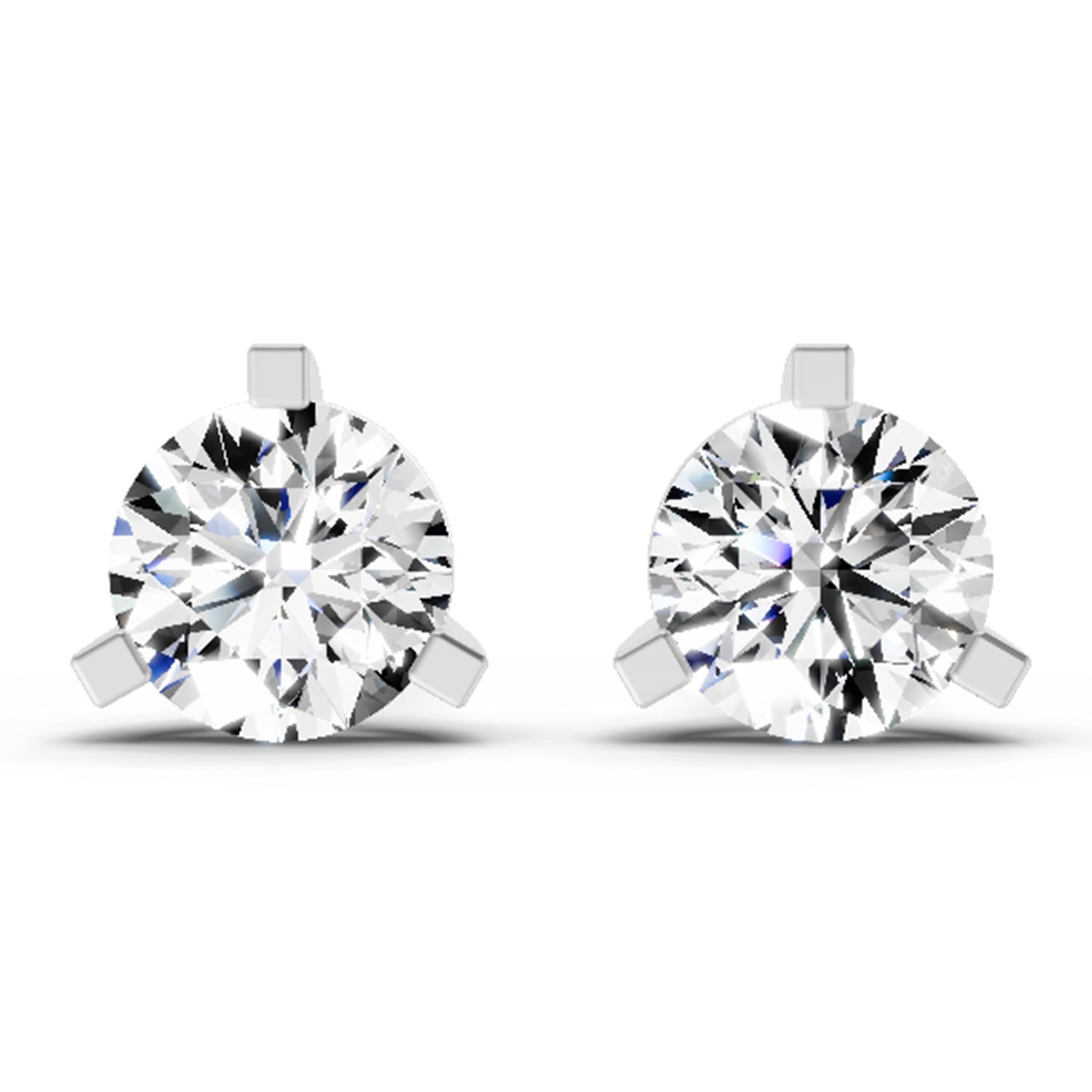 2.28 Ct Round Shape 3 Prong Solitaire Diamond Stud Earrings | 14K Yellow Gold