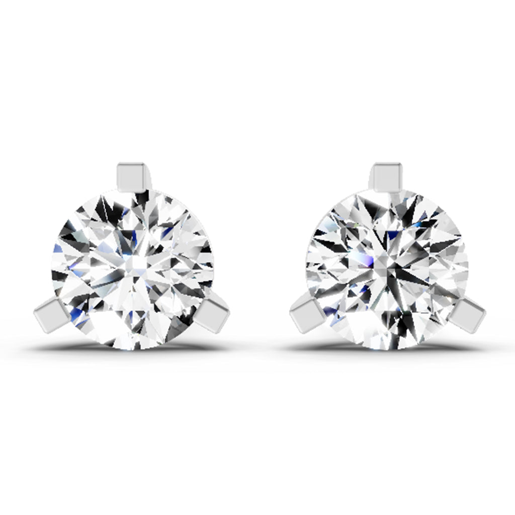 2.28 Ct Round Shape 3 Prong Solitaire Diamond Stud Earrings | 14K Rose Gold