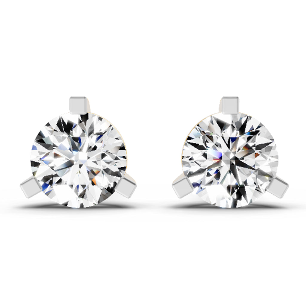 2.28 Ct Round Shape 3 Prong Solitaire Diamond Stud Earrings | 14K Yellow Gold