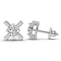 0.51 Ct Round Solitaire Stud Earrings | 14K White Gold