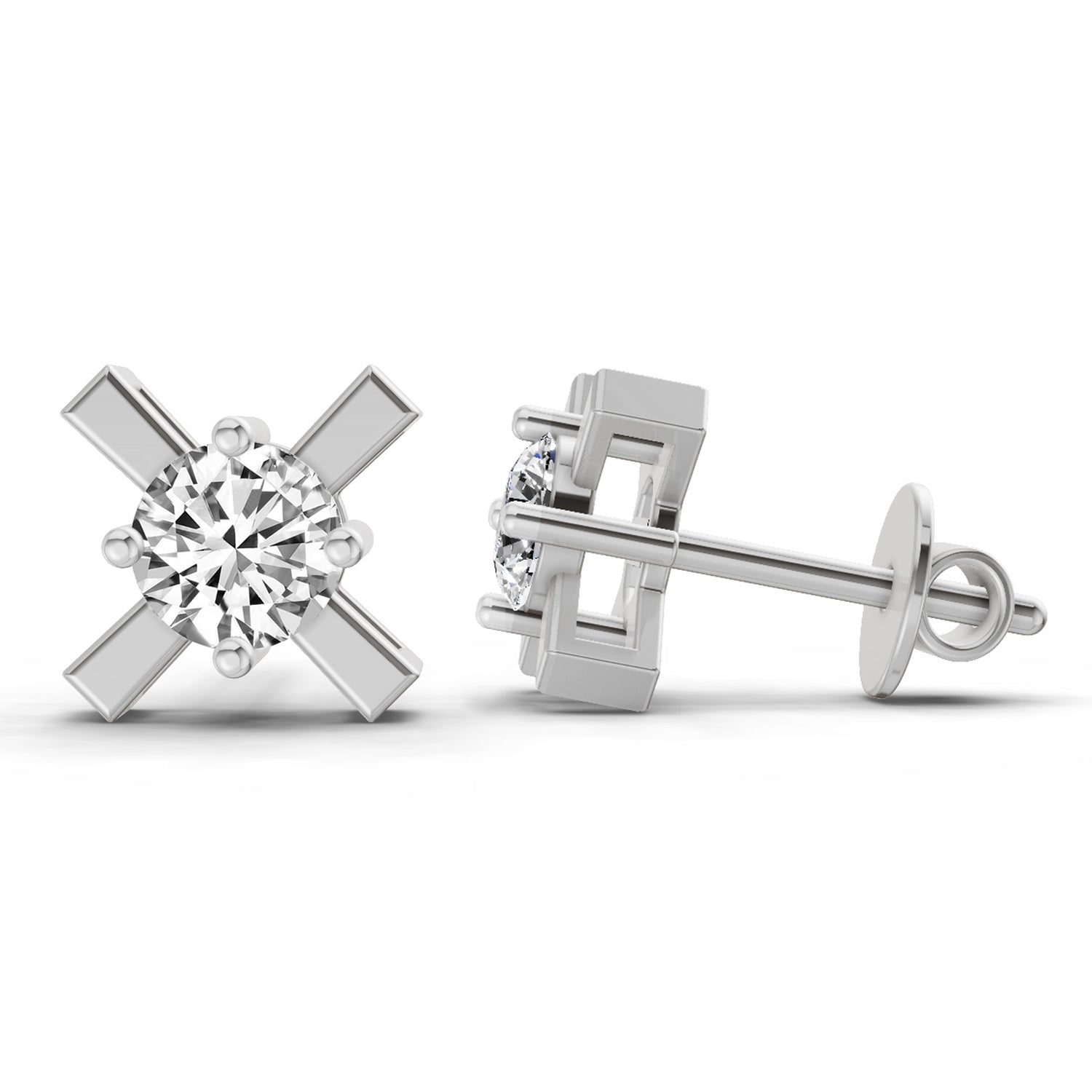 0.51 Ct Round Solitaire Stud Earrings | 14K White Gold
