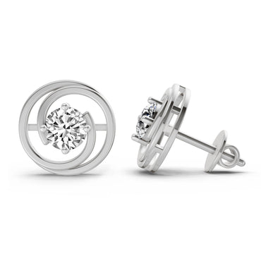 0.64 Ct Round Stud Earrings | 14K White Gold