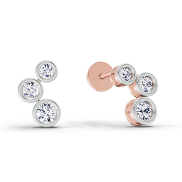 0.66 Ct Bezel Set Stud Earrings | 14K Rose Gold  FG VS Quality Diamonds