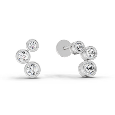 0.66 Ct Bezel Set Stud Earrings | 14K White Gold  FG VS Quality Diamonds