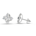 0.69 Ct Round Flower Stud Earrings | 14K White Gold