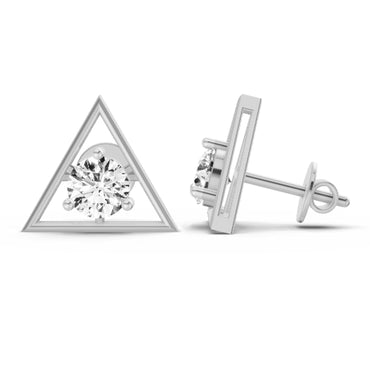 0.67 Ct  Round Shape Diamond Solitaire Stud Earrings | 14K White Gold