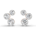 0.67 Ct Round 3 Stone Earrings | 14K Rose Gold