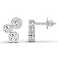 0.67 Ct Round 3 Stone Earrings | 14K White Gold