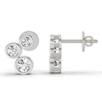 0.67 Ct Round 3 Stone Earrings | 14K Rose Gold
