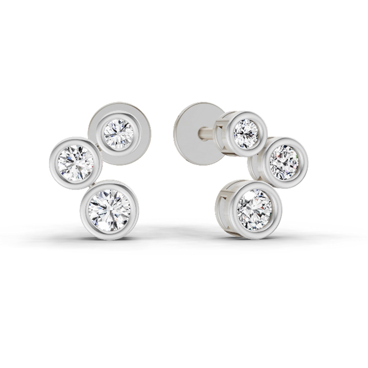 0.67 Ct Round 3 Stone Earrings | 14K Rose Gold