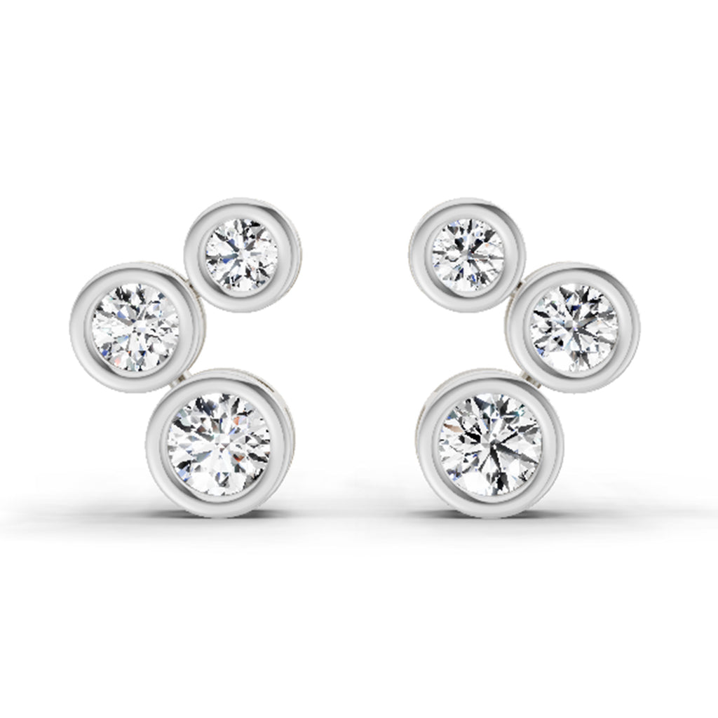0.67 Ct Round 3 Stone Earrings | 14K Rose Gold