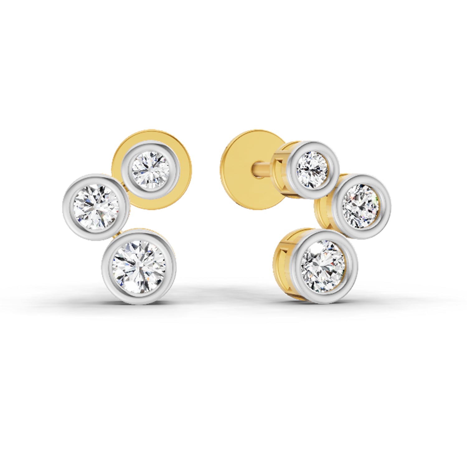 0.67 Ct Round 3 Stone Earrings | 14K Rose Gold