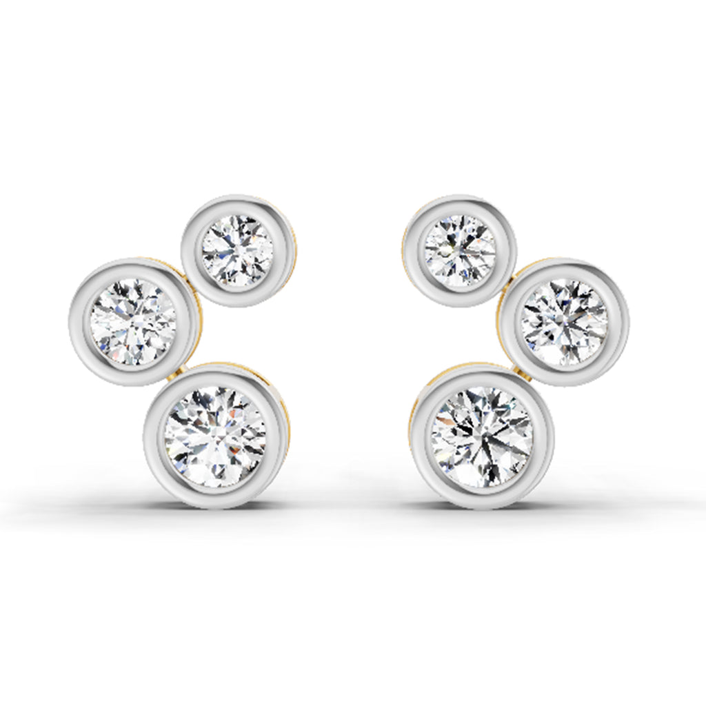 0.67 Ct Round 3 Stone Earrings | 14K Rose Gold
