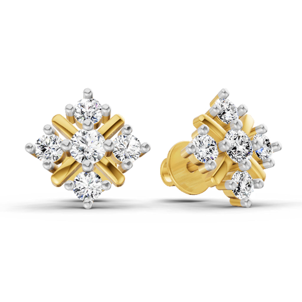 0.98 Ct  Round Shape Diamond Stud Earrings | 14K Rose Gold