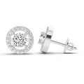 0.95 Ct  Round Shape Halo Diamond Stud Earrings | 14K White Gold