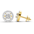 0.95 Ct  Round Shape Halo Diamond Stud Earrings | 14K Yellow Gold