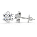 0.67 Ct  Round Shape Diamond Flower Cluster Stud Earrings | 14K White Gold