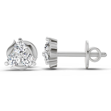 0.38 Ct  Round Shape Diamond Stud Earrings | 14K White Gold