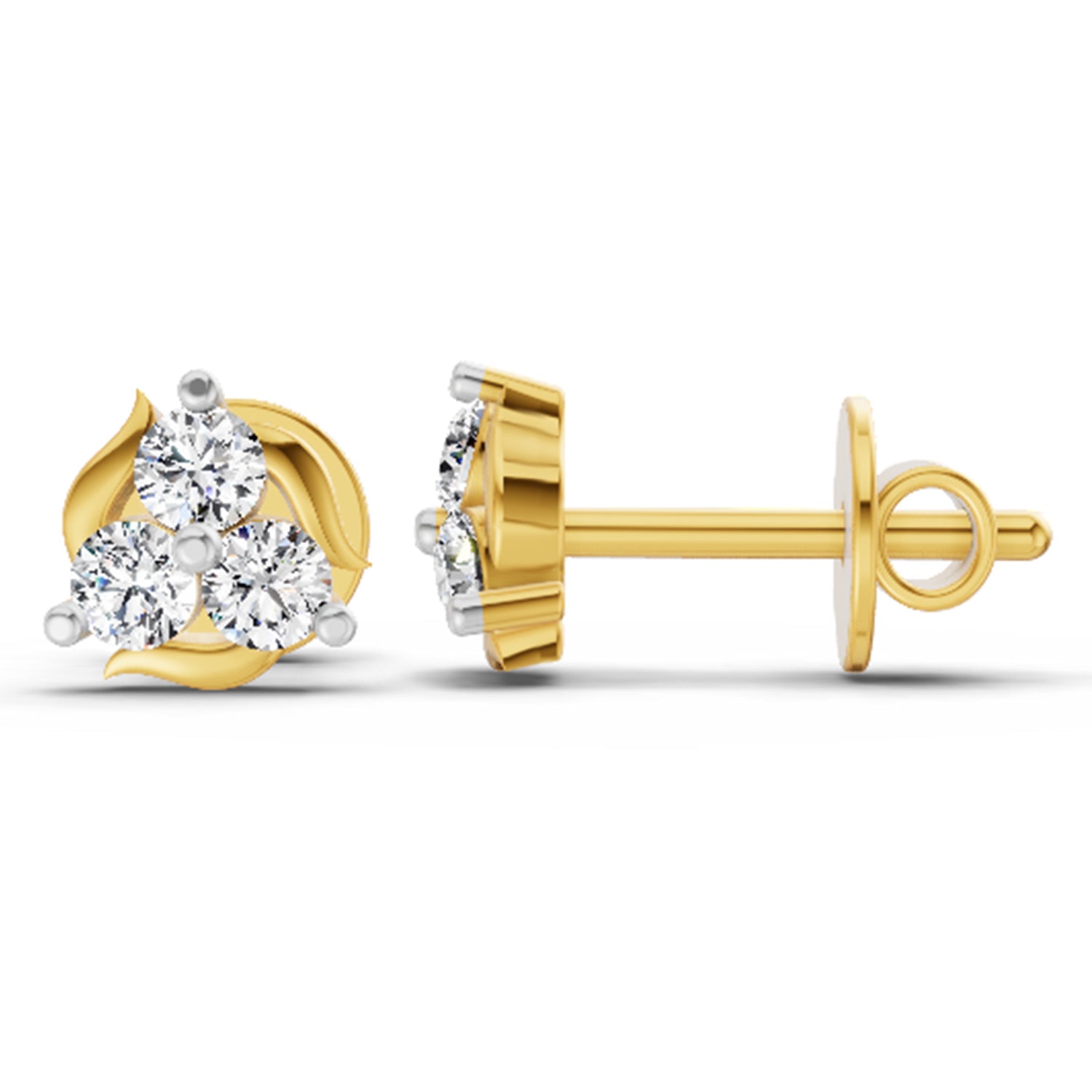 0.38 Ct  Round Shape Diamond Stud Earrings | 14K Yellow Gold