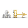 1 Ct  Round Shape Diamond 3 Stone Stud Earrings | 14K Yellow Gold