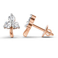 0.52 Ct  Round Shape 3 Stone Diamond Stud Earrings | 14K Rose Gold