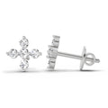 0.37 Ct  Round Shape Diamond Floral Stud Earrings | 14K White Gold