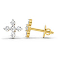 0.37 Ct  Round Shape Diamond Floral Stud Earrings | 14K Yellow Gold