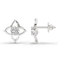 0.76 Ct  Round Shape Diamond Stud Earrings | 14K White Gold