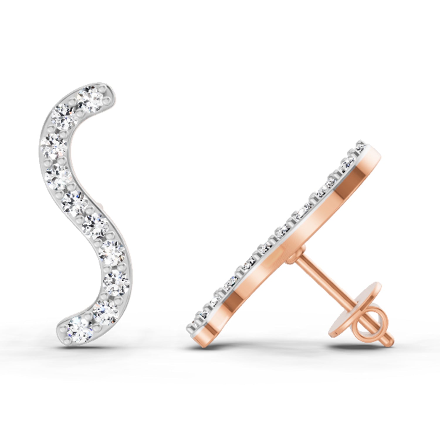 0.70 Ct Round S Shape Earrings | 14K Rose Gold