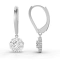 0.90 Ct  Round Shape Diamond Halo Drop Earrings | 14K White Gold