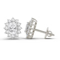 1.25 Ct  Oval Shape Halo Diamond Stud Earrings | 14K White Gold