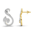 1.13 Carat Round Shape | 925 Sterling Silver Yellow Gold Plated Swirl Fashion Earrings