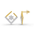 0.8 Carat | 925 Sterling Silver Yellow Gold Plated Floral Earrings