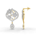 2.85 Carat IGI Certified Round & Pear Shape F-G VS Quality Diamond | 925 Sterling Silver Gold Plated Fashion Earrings