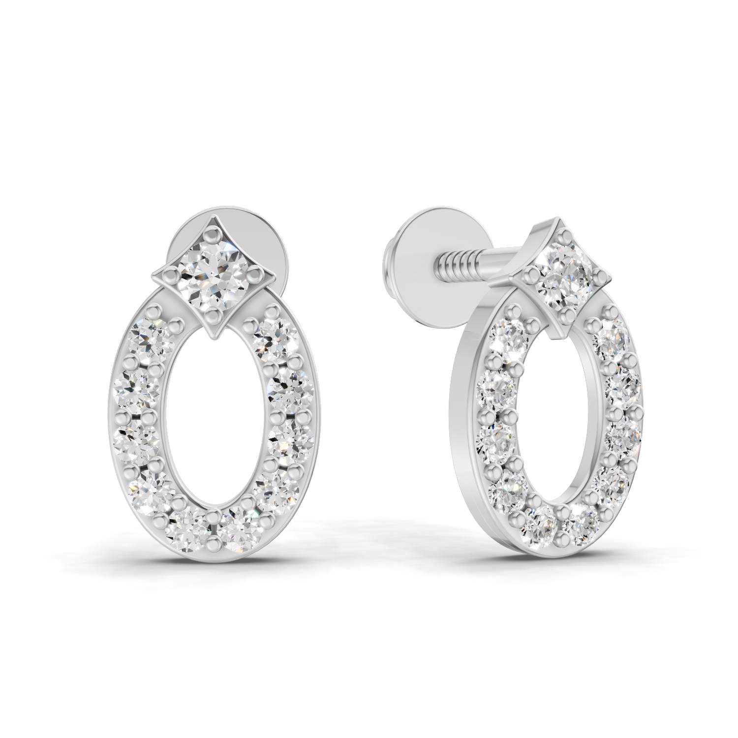0.27 Carat Oval Diamond Stud Earrings | 14K White Gold