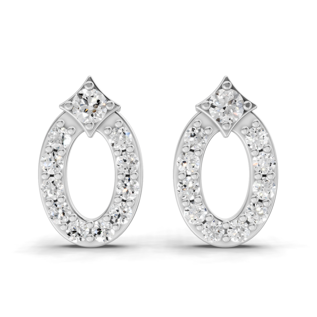 0.27 Carat Imperial Oval Halo Earrings | 14K White Gold