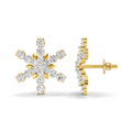 0.87 Carat | 925 Sterling Silver Gold Plated Snowflakes Earrings