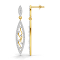0.12 Carat | 925 Sterling Silver Gold Plated Leaf Drop Earrings
