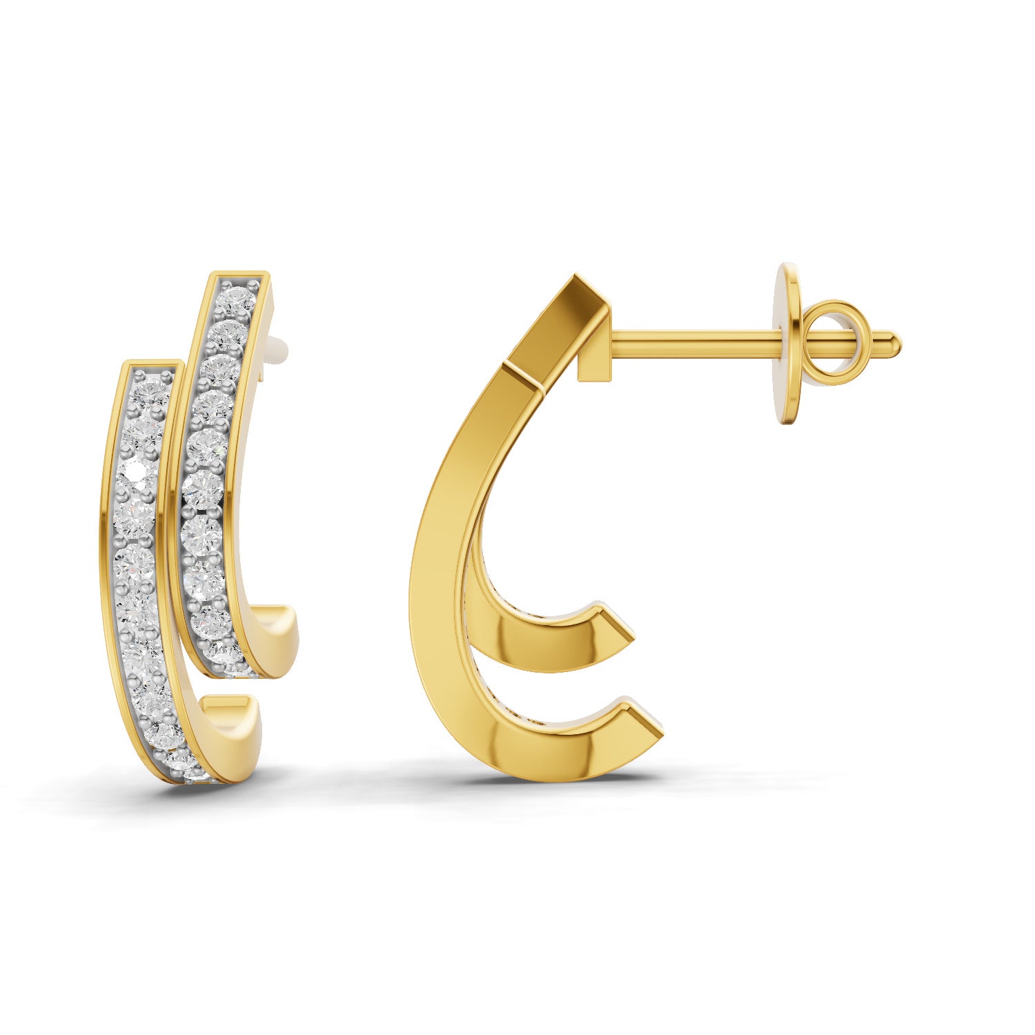 0.43 Carat  | 925 Sterling Silver Gold Plated Fashion Earrings