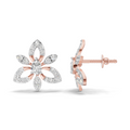 0.90 Carat Floral Earrings for Women | 14K Rose Gold
