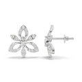 0.90 Carat Floral Earrings for Women | 14K White Gold