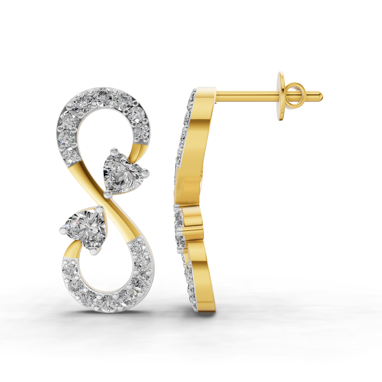 1.26 Carat Infinity Earrings for Women | 14K Yellow Gold