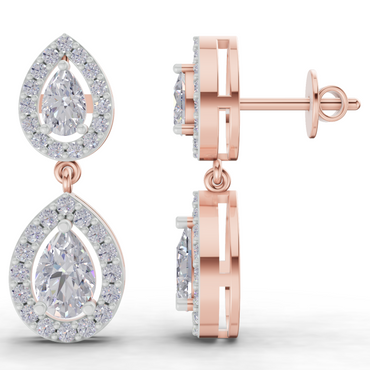 2.15 Carat Aurora Pear Dangles Earrings for Women | 14K Rose Gold