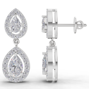 2.15 Carat Aurora Pear Dangles Earrings for Women | 14K White Gold