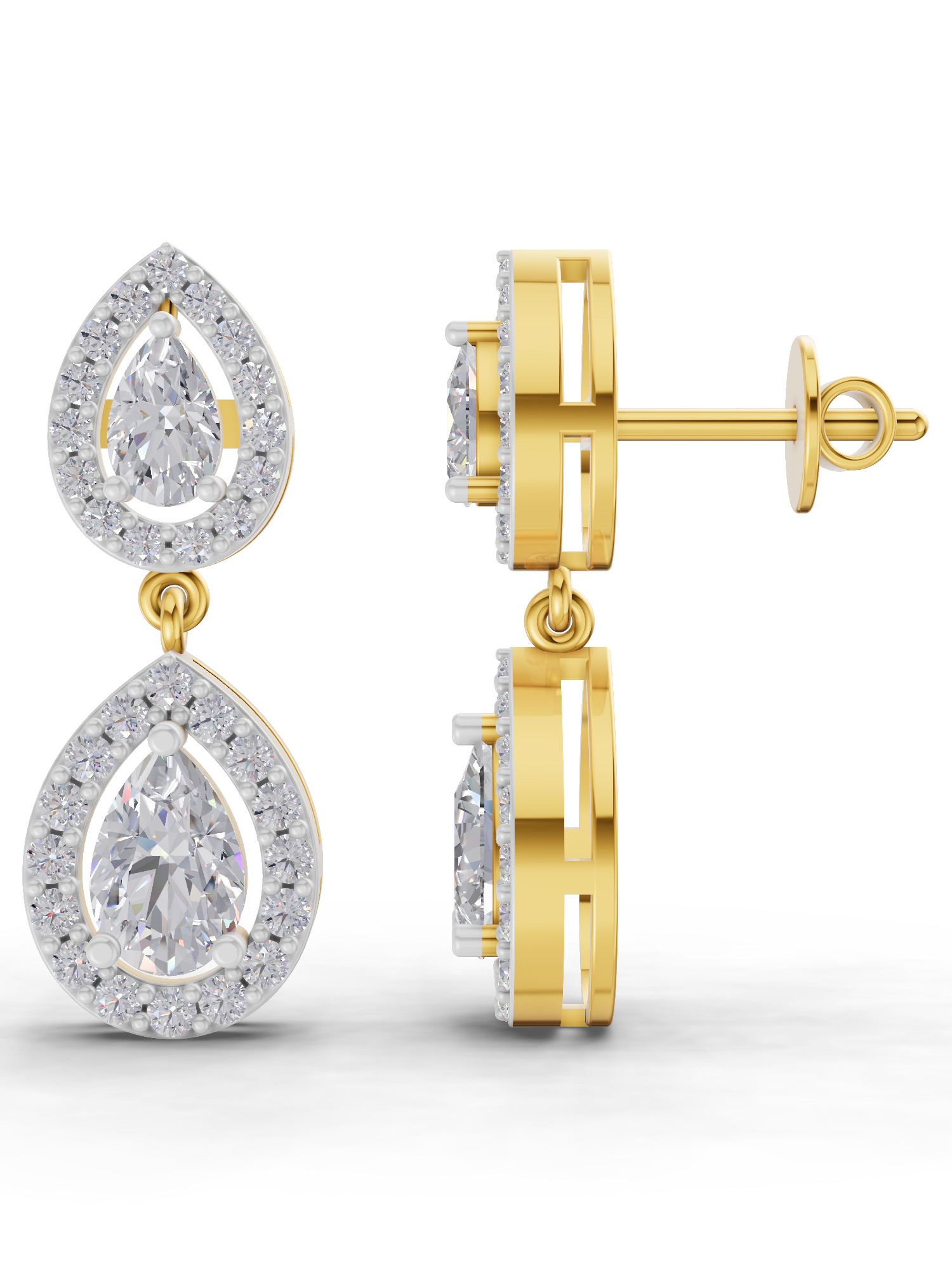 2.15 Carat Aurora Pear Dangles Earrings for Women | 14K Yellow Gold