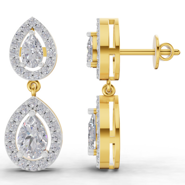2.15 Carat Aurora Pear Dangles Earrings for Women | 14K Yellow Gold